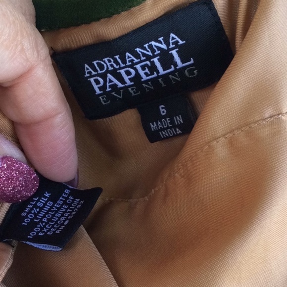 🧚🏼‍♀️✨Clearance Sale!✨ Adrianna Papell Green Silk Gold Sequin Dress - Picture 8 of 8